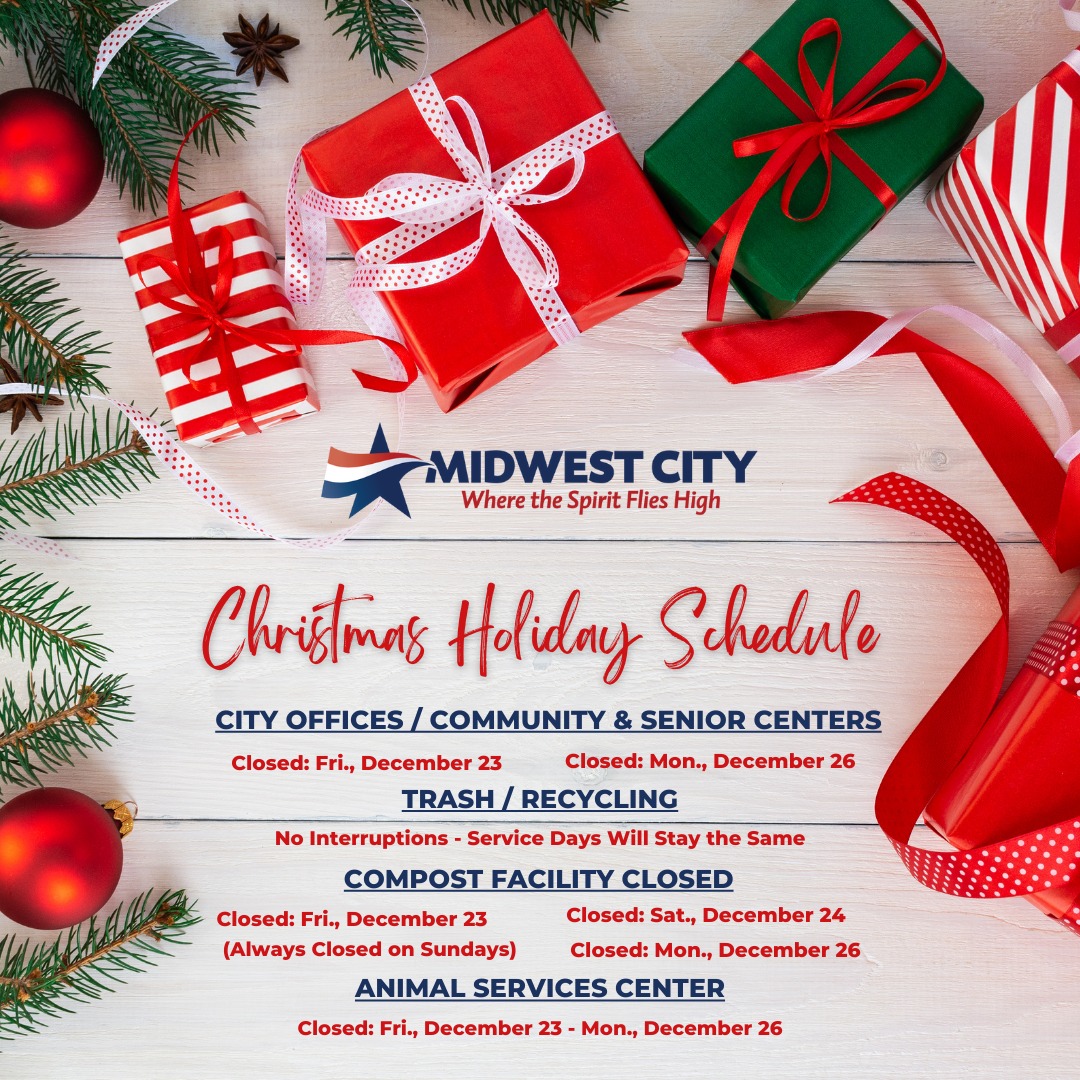 Midwest City Christmas Holiday Schedule 2022 Midwest City Oklahoma