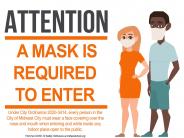 Woman and Man Wearing Masks Sign