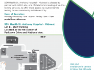 informational flyer and map of drive-thru testing location