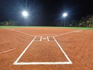 Nighttime pic behind home plate on Field 3