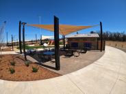 Food truck court dining area/playground/restrooms Midwest City MAC