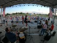 Band performing in front of a crowd