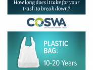 COSWA time it takes to break down a plastic bag is 10 to 20 years