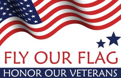 Fly our flag, honor our veterans graphic