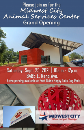 Invitation to August 28 Grand Opening of the Midwest City Animal Services Center