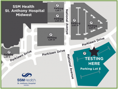 map of drive-thru testing location