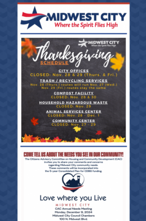 front page of November 2024 HOLIDAY newsletter