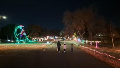 Walk the lights by the dinosaur