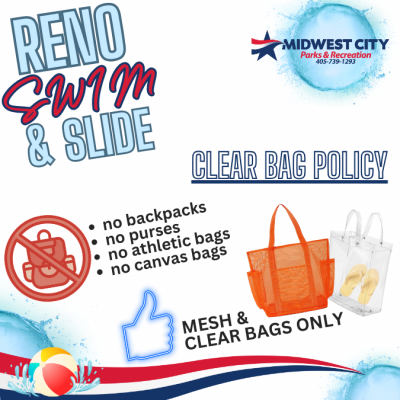 Reno Swim & Slide Clear Bag Policy, No Backpacks, No Purses, No Athletic Bags, No Canvas Bags, Etc. - Clear and Mesh Bags ONLY