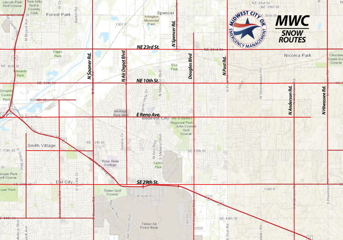 Snow Routes in Midwest City