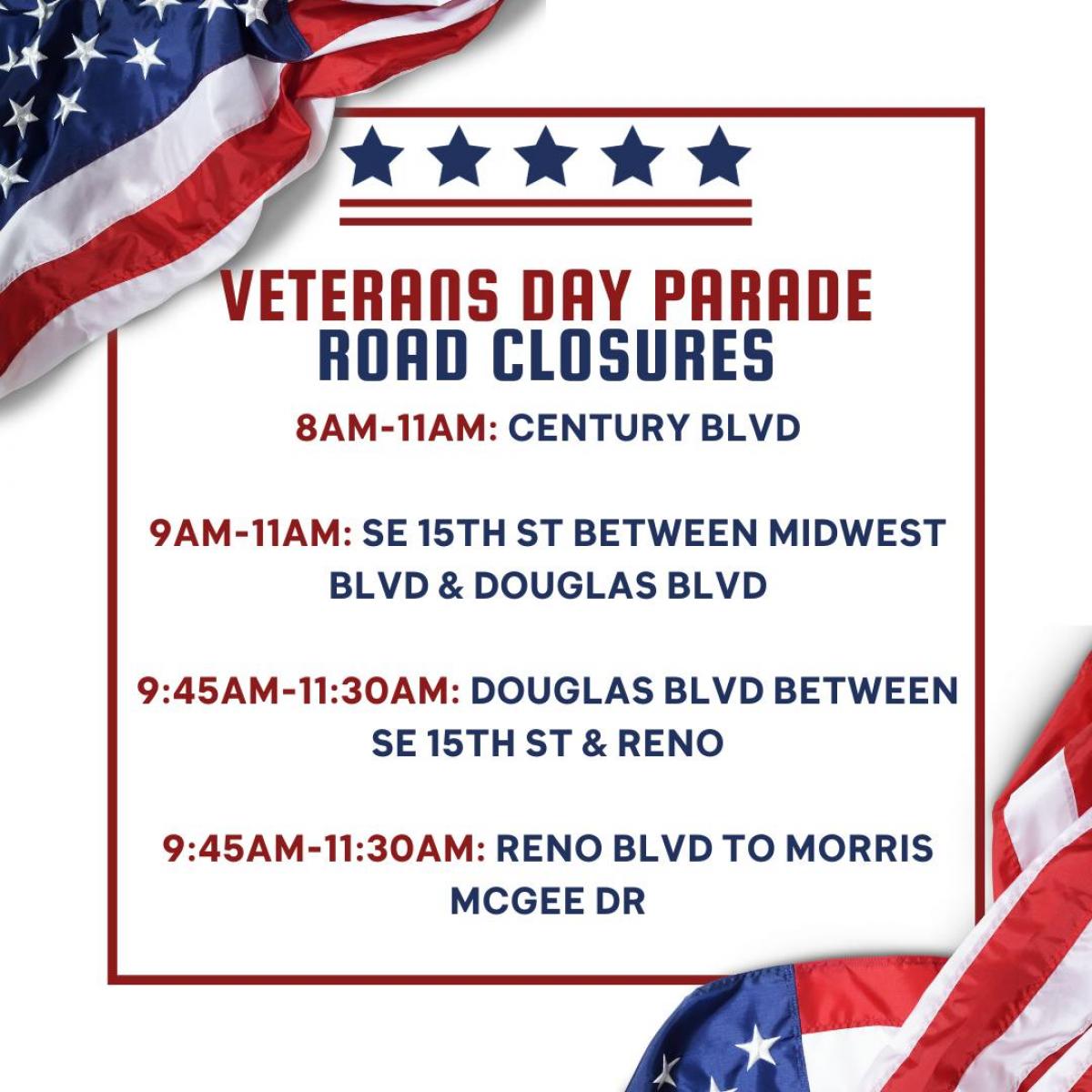 Veterans day concert road closures dc