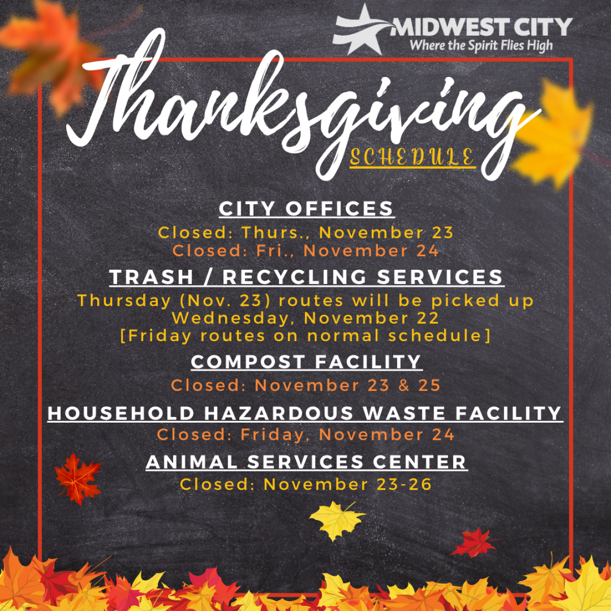 Thanksgiving 2023 Closures, News List