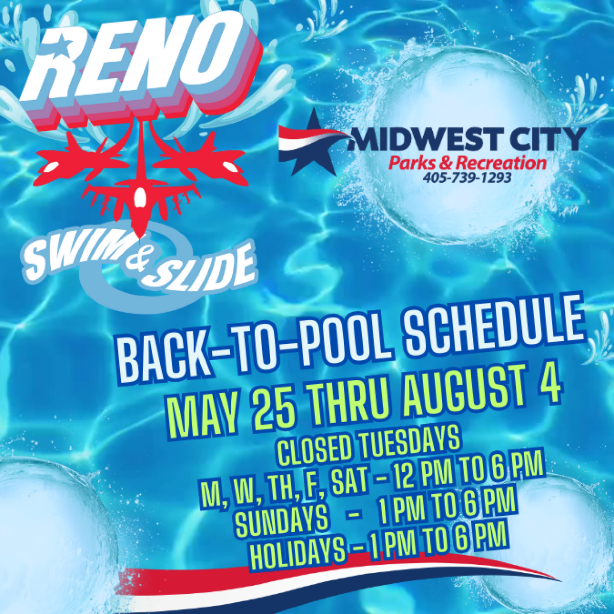 back to pool schedule at Reno Swim & Slide