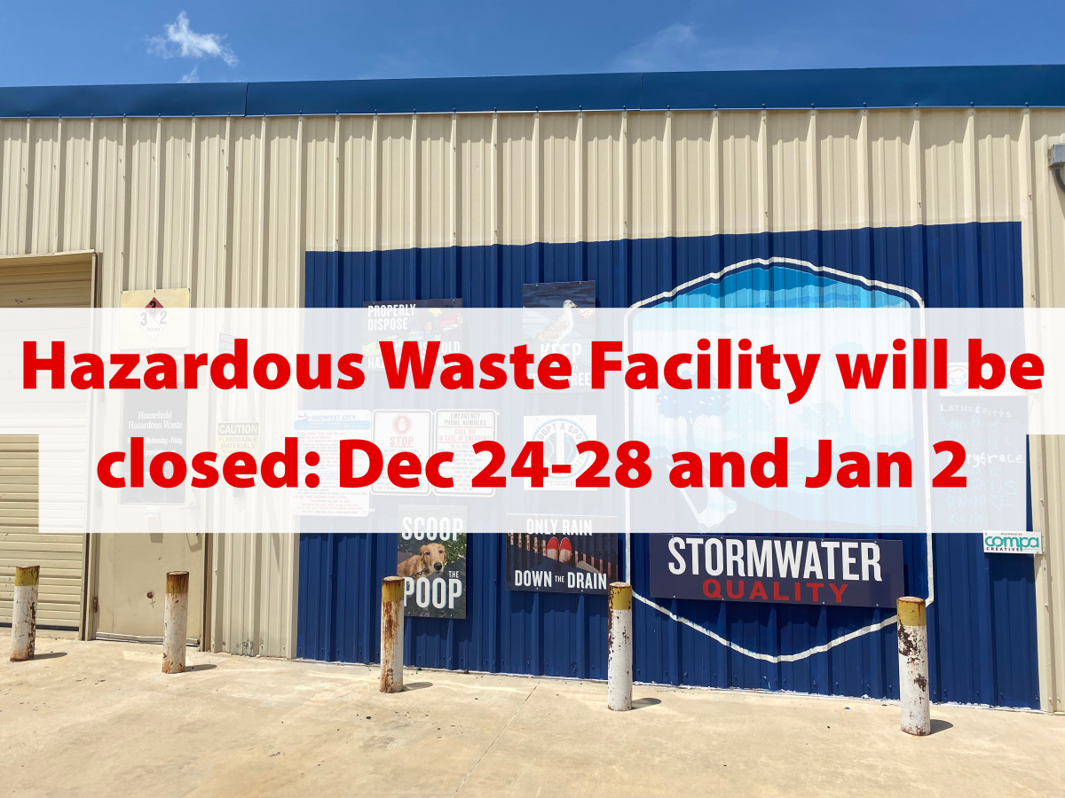 Hazardous Waste Facility Front Image and Closure Dates from December 24 through 28 and January 2nd